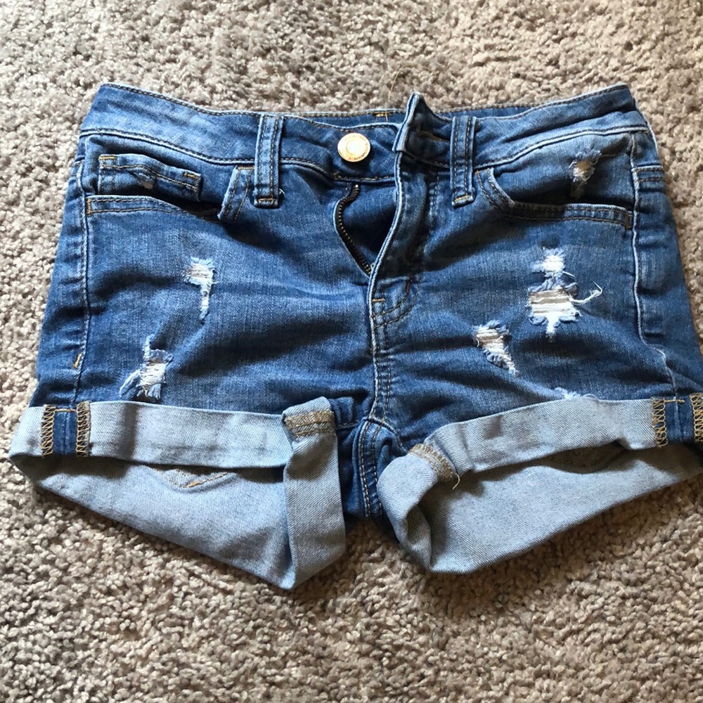 Ripped jean shorts